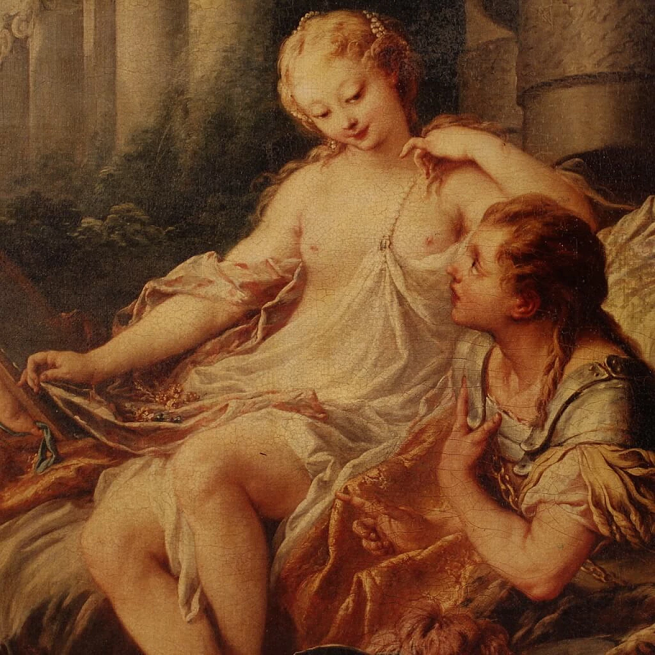 Stampa su tela a colori copia di Rinaldo e Armida di Francois Boucher, anni '80 6