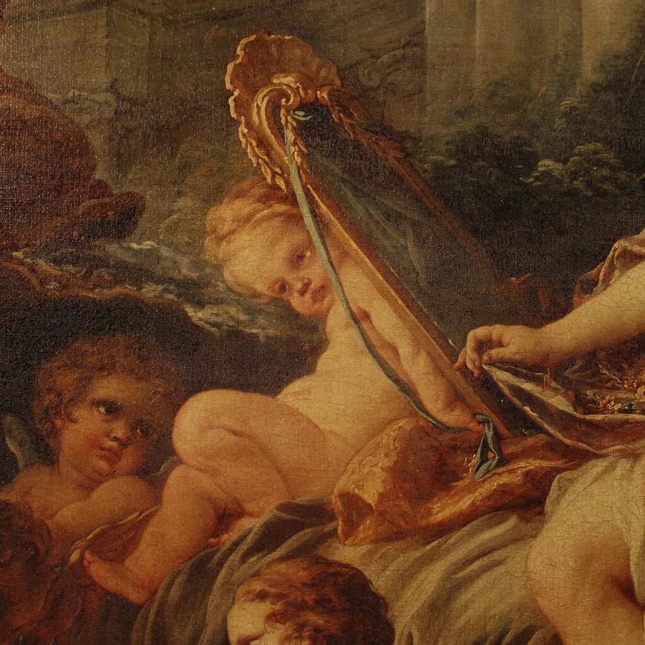 Stampa su tela a colori copia di Rinaldo e Armida di Francois Boucher, anni '80 11