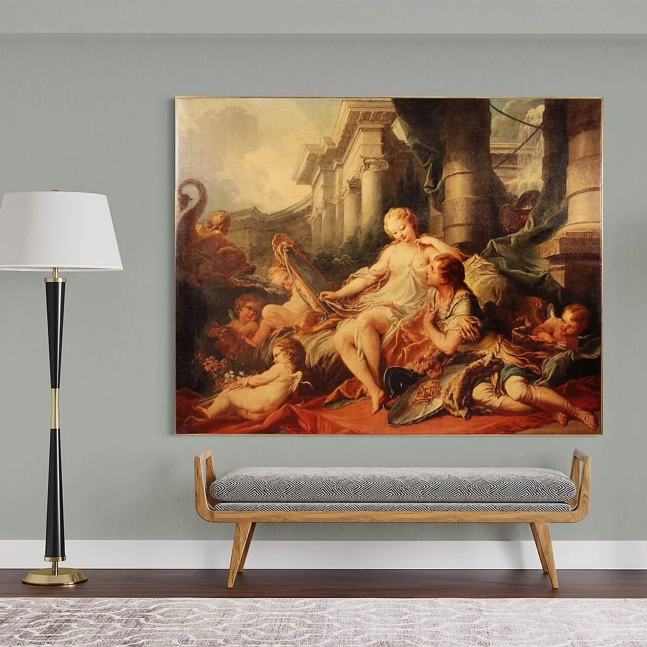 Colour canvas print copy of Rinaldo and Armida by Francois Boucher, 1980s 13