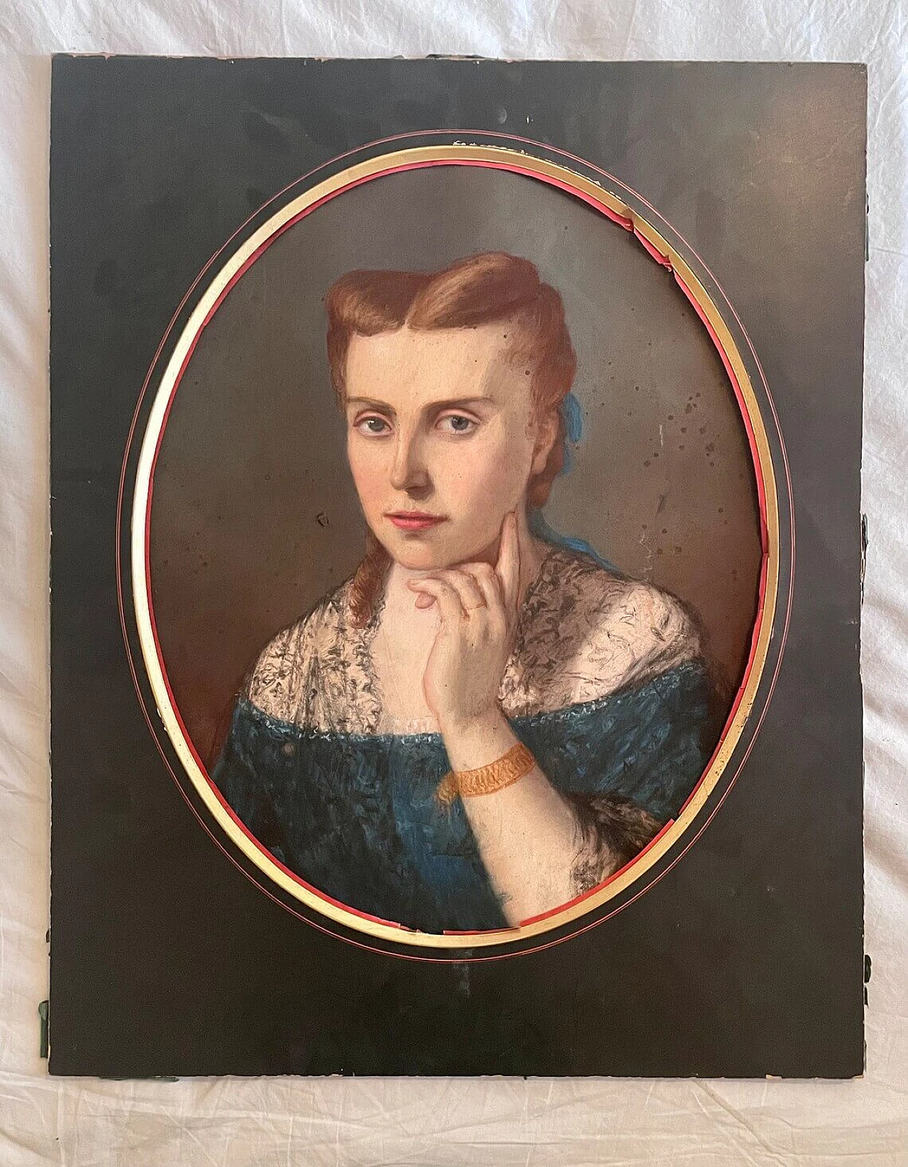 Female portrait, oil painting on canvas stretched on panel, 18th century 3