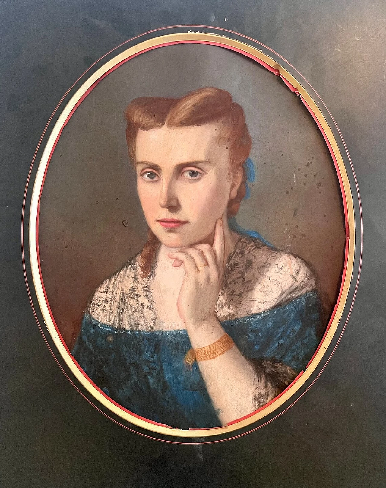 Female portrait, oil painting on canvas stretched on panel, 18th century 7