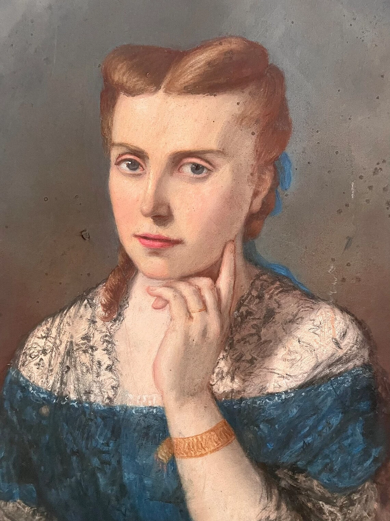 Female portrait, oil painting on canvas stretched on panel, 18th century 9