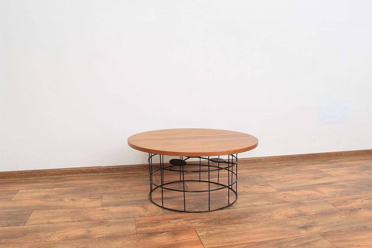 Round teak and metal coffee table, 1970s 2