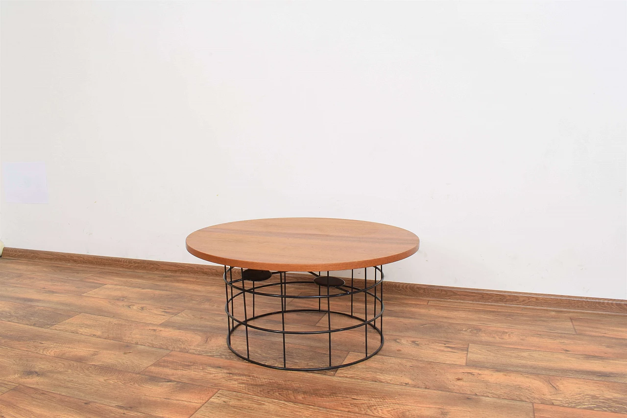 Round teak and metal coffee table, 1970s 3