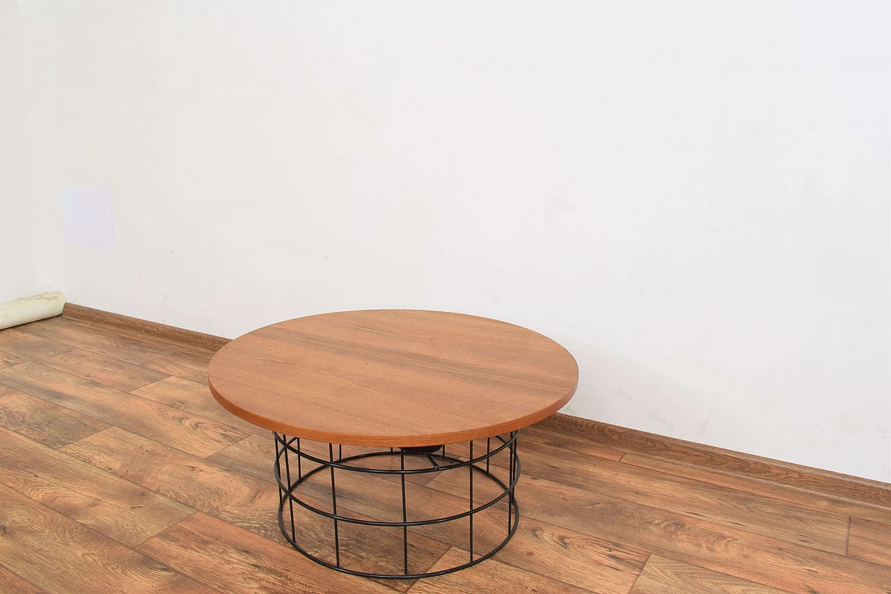 Round teak and metal coffee table, 1970s 5