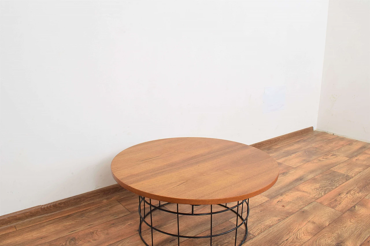 Round teak and metal coffee table, 1970s 6
