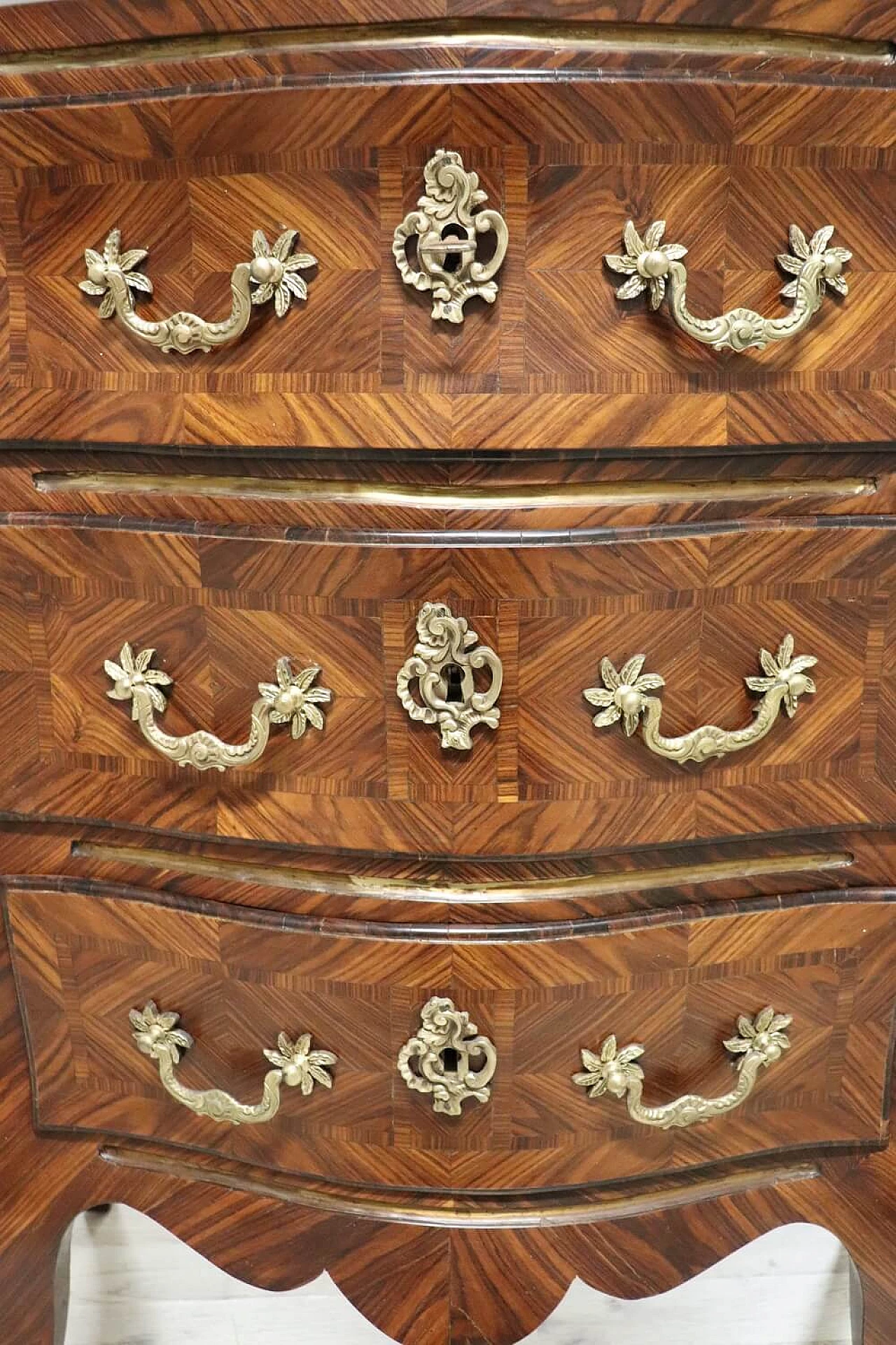 Louis XV style wood dresser with red marble top, early 20th century 9