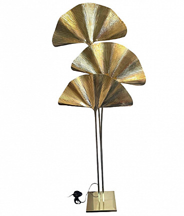 Brass floor lamp with leaves