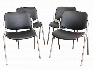 4 Chairs DSC 106 BLACK B by Giancarlo Piretti for Anonima Castelli, 1960s