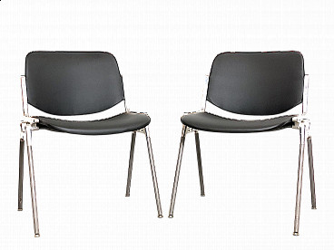 Pair of DSC 106 BLACK B chairs by Giancarlo Piretti for Anonima Castelli, 1960s