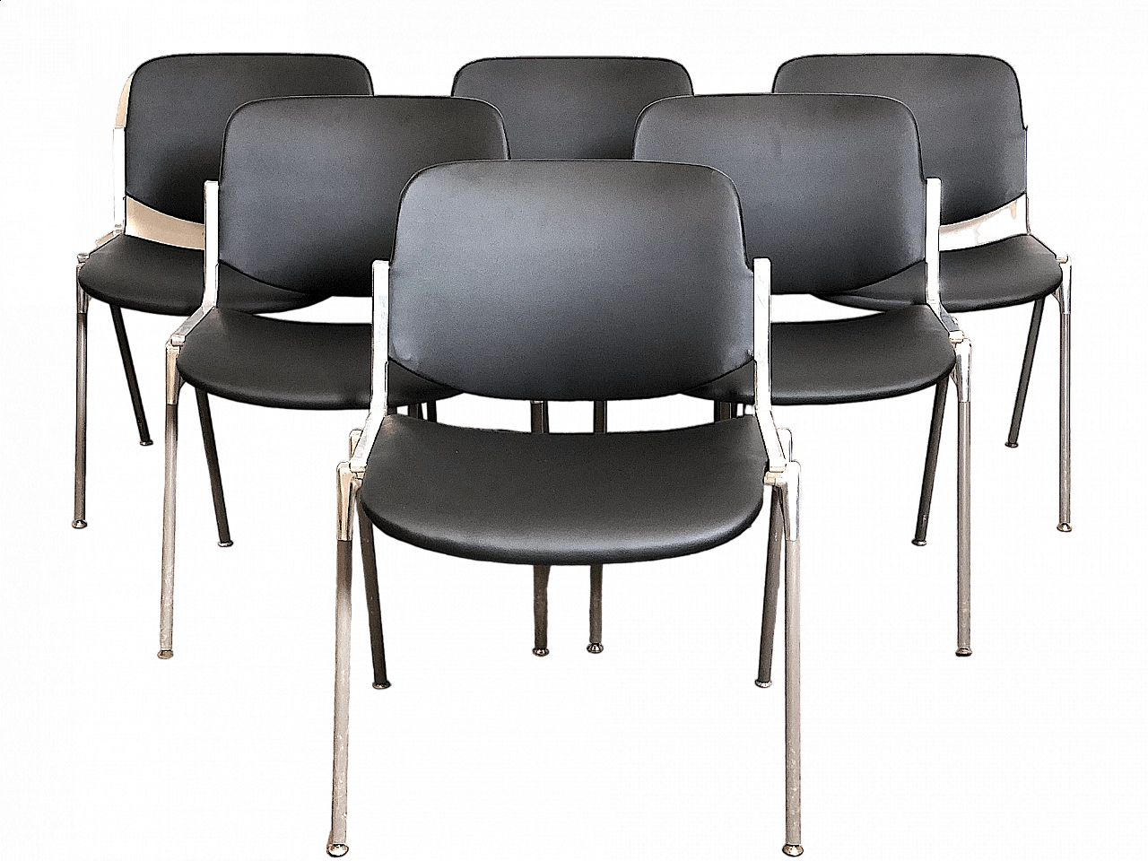 6 Chairs DSC 106 BLACK B by Giancarlo Piretti for Anonima Castelli, 1960s 15