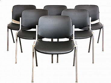 6 Chairs DSC 106 BLACK B by Giancarlo Piretti for Anonima Castelli, 1960s