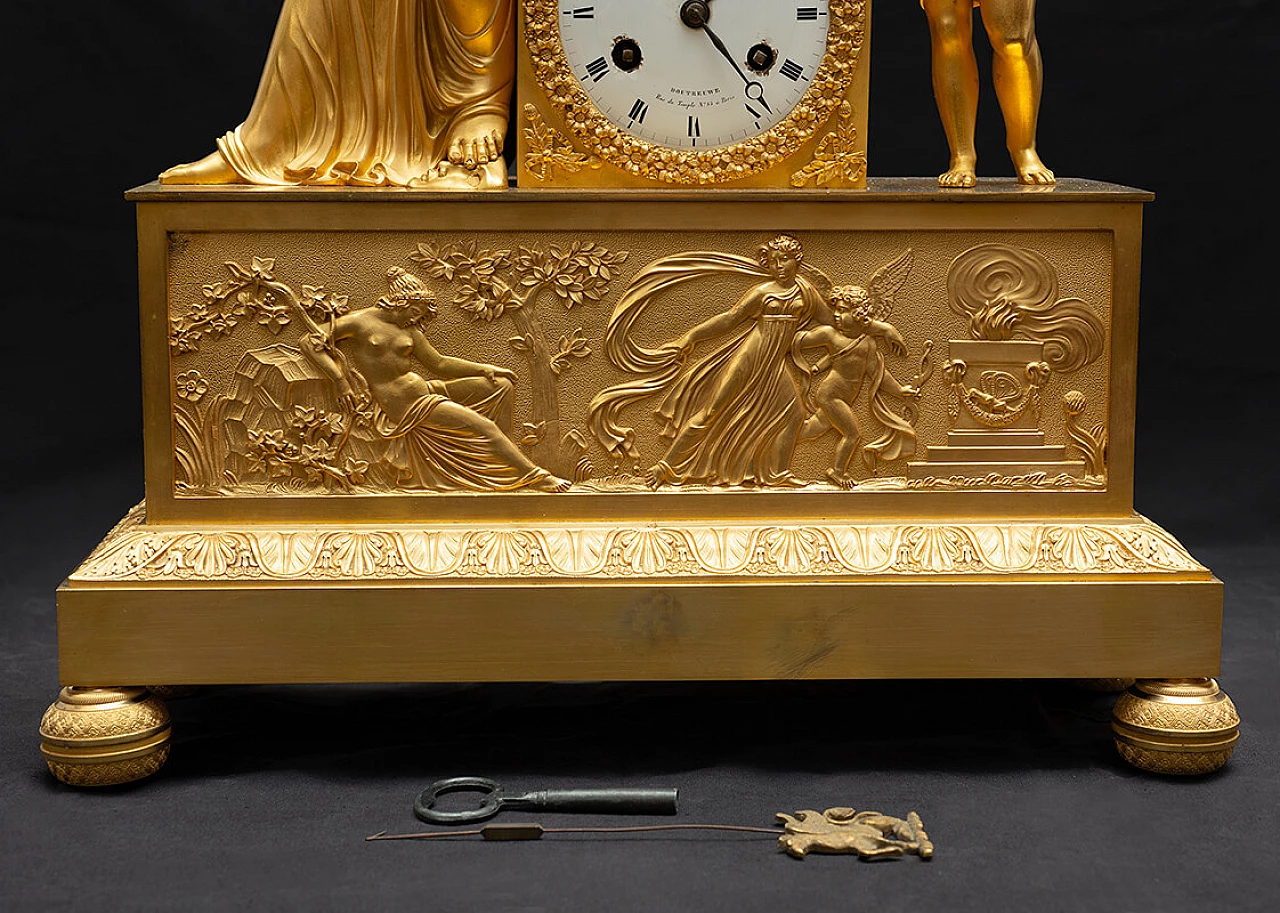 Orologio Impero in bronzo dorato finemente cesellato, '800 3