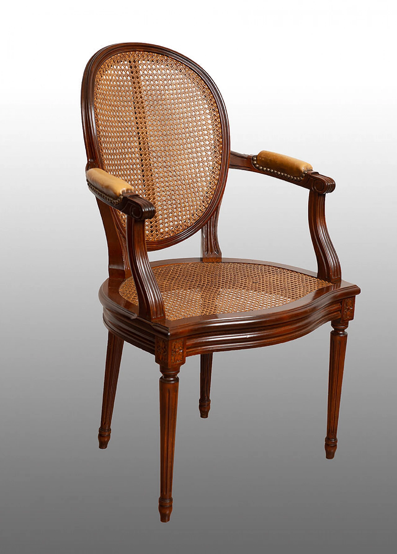 Napoleon III solid mahogany armchair, late 19th century 1