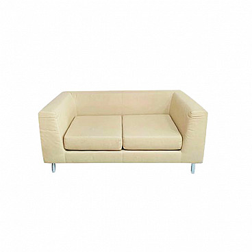 Two-seater metal and hammered leather sofa for Quinti, 2000s