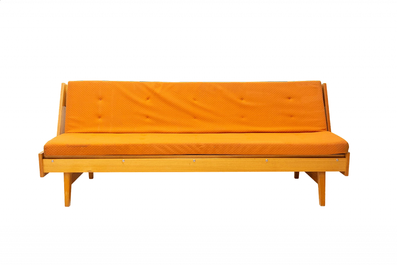 Divano letto pieghevole in faggio impiallacciato, anni '60 22
