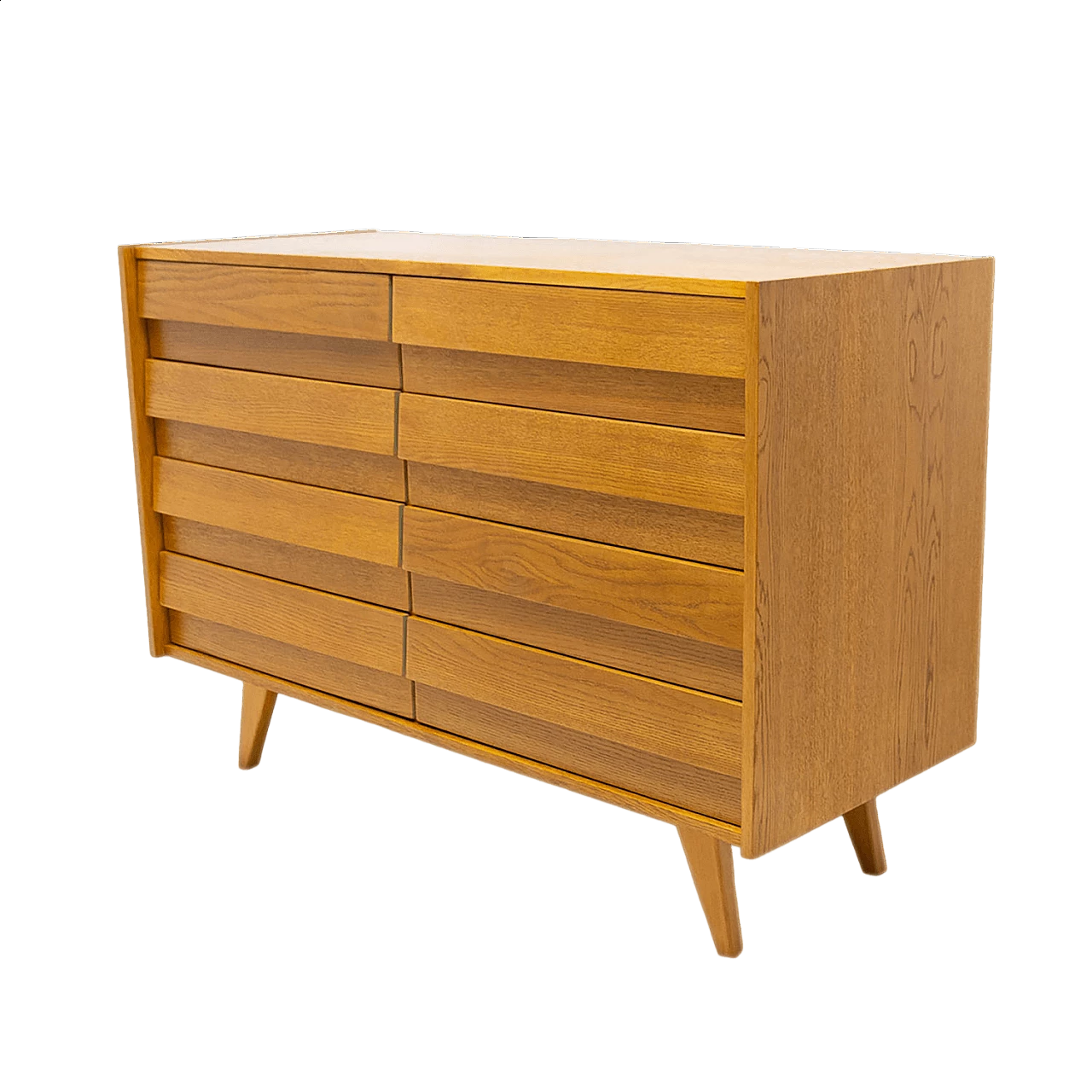 U-453 oak and plywood chest of drawers by Jiri Jiroutek for Interiér Praha, 1960s 16