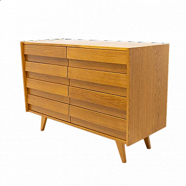 U-453 oak and plywood chest of drawers by Jiri Jiroutek for Interiér Praha, 1960s