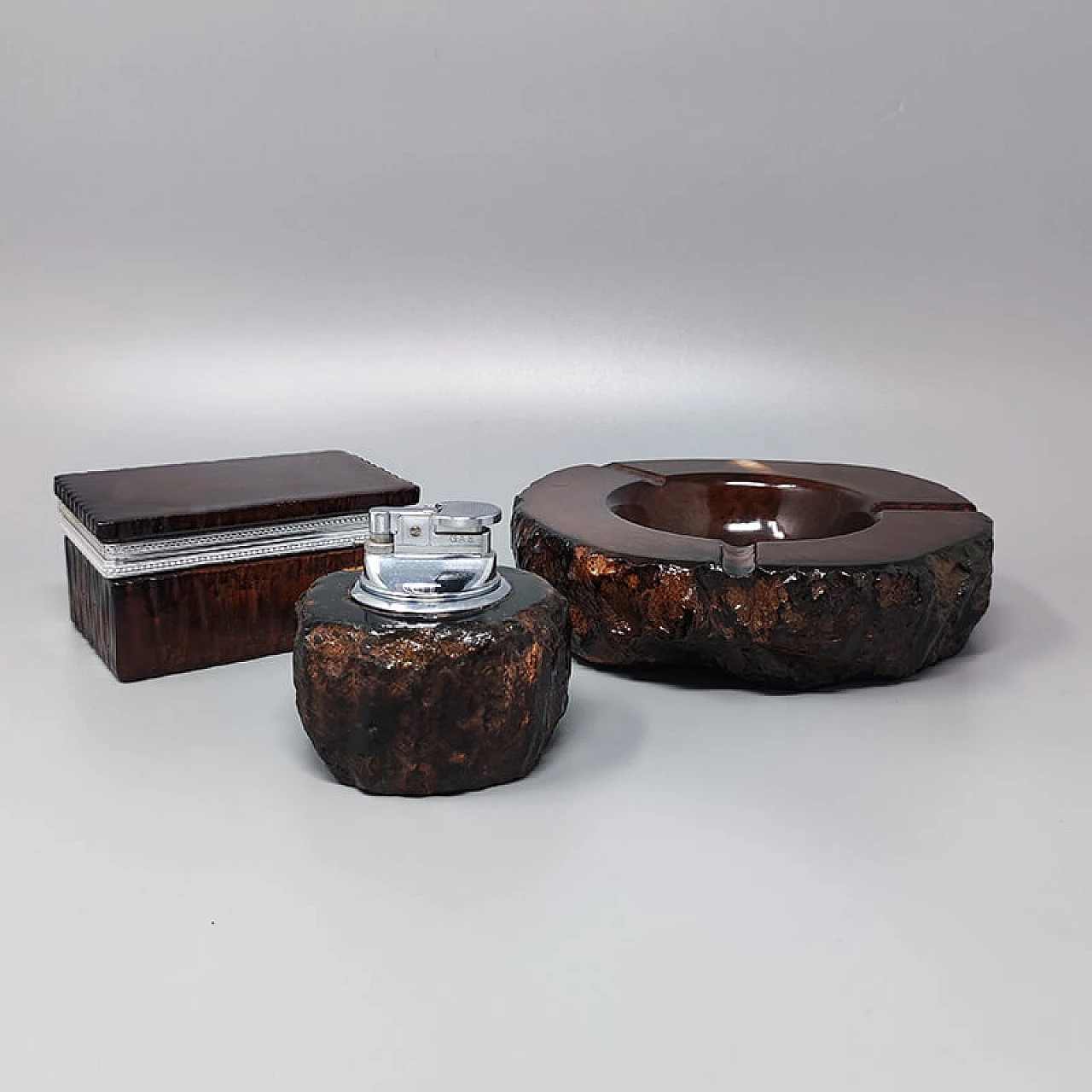Alabaster ashtray, cigarette case and lighter by Romano Bianchi, 1960s 1