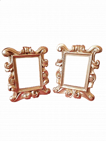 Pair of gilded wooden cartaglorias, 17th century