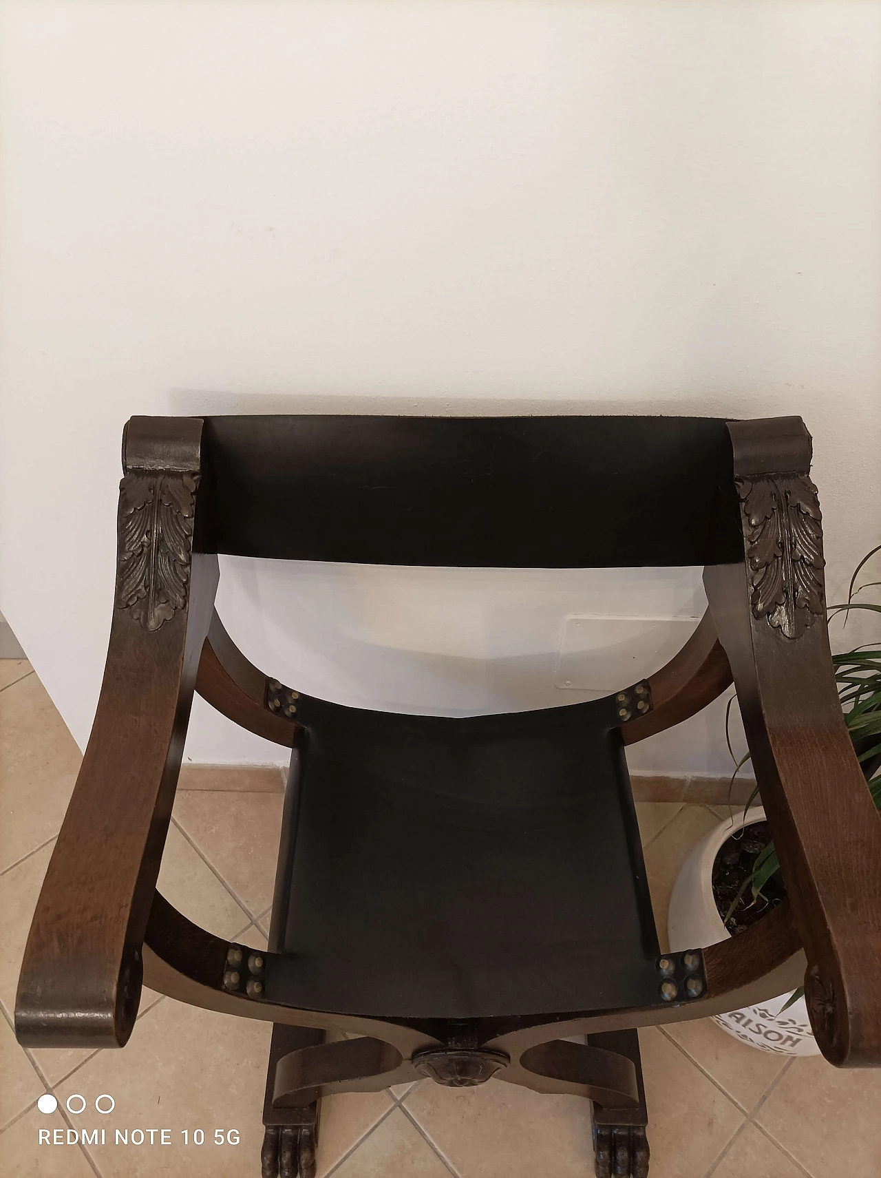 Sedia Savonarola stile Neorinascimentale in massello di noce, inizio '900 1