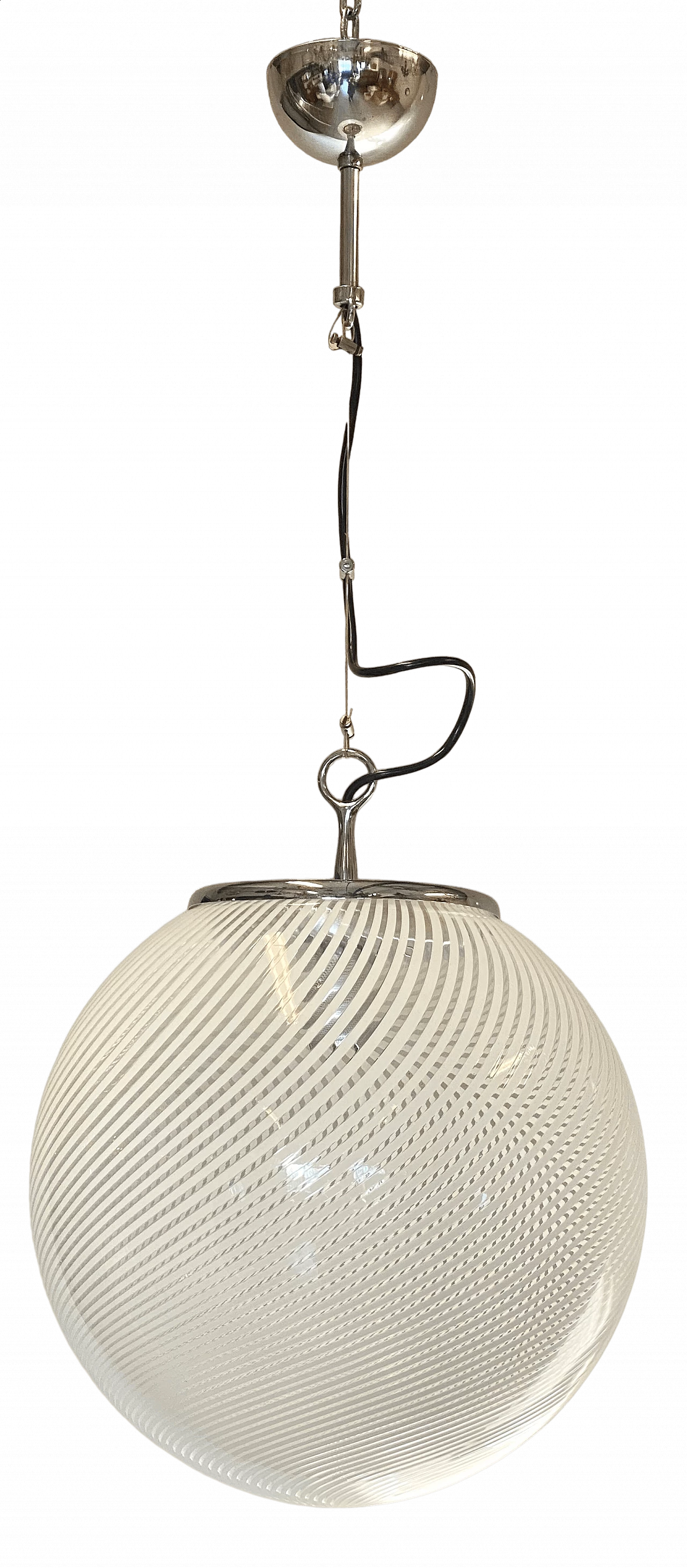 Steel and striped glass chandelier, 1970s 10