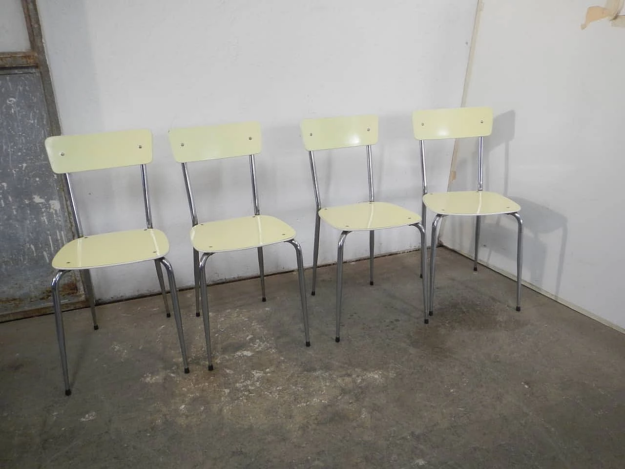 4 Yellow formica chairs, 1970s 1