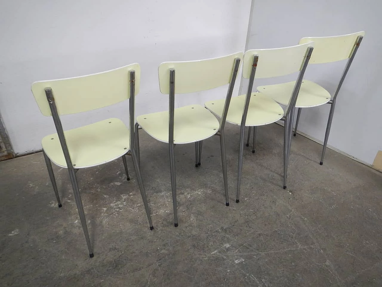 4 Yellow formica chairs, 1970s 4