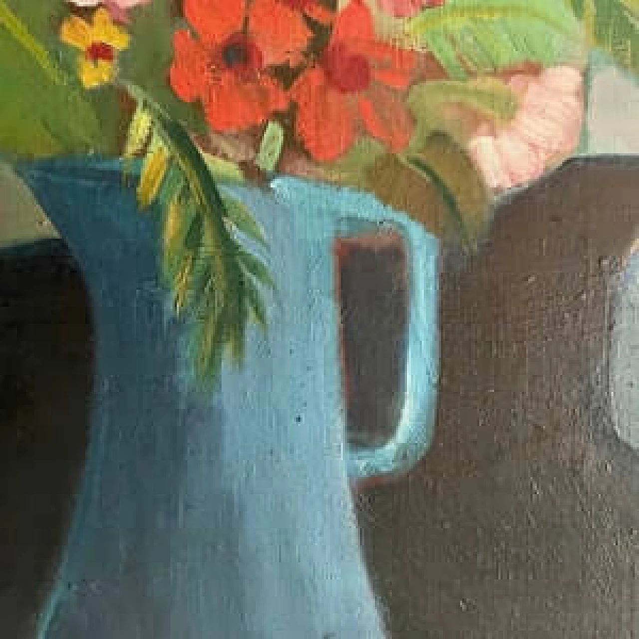 Still life with flowers and fruit, oil painting on canvas, 1950s 4