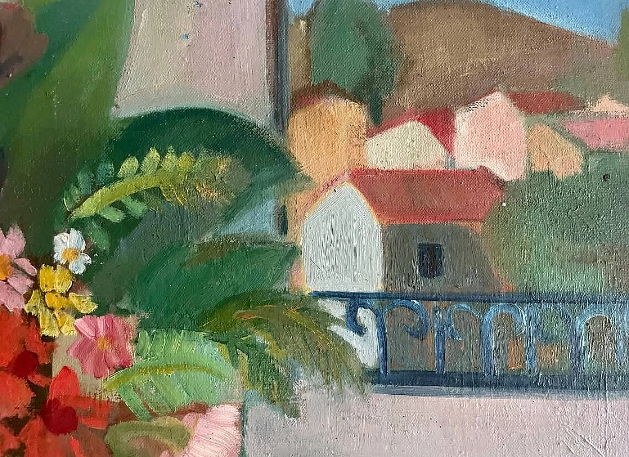 Still life with flowers and fruit, oil painting on canvas, 1950s 7