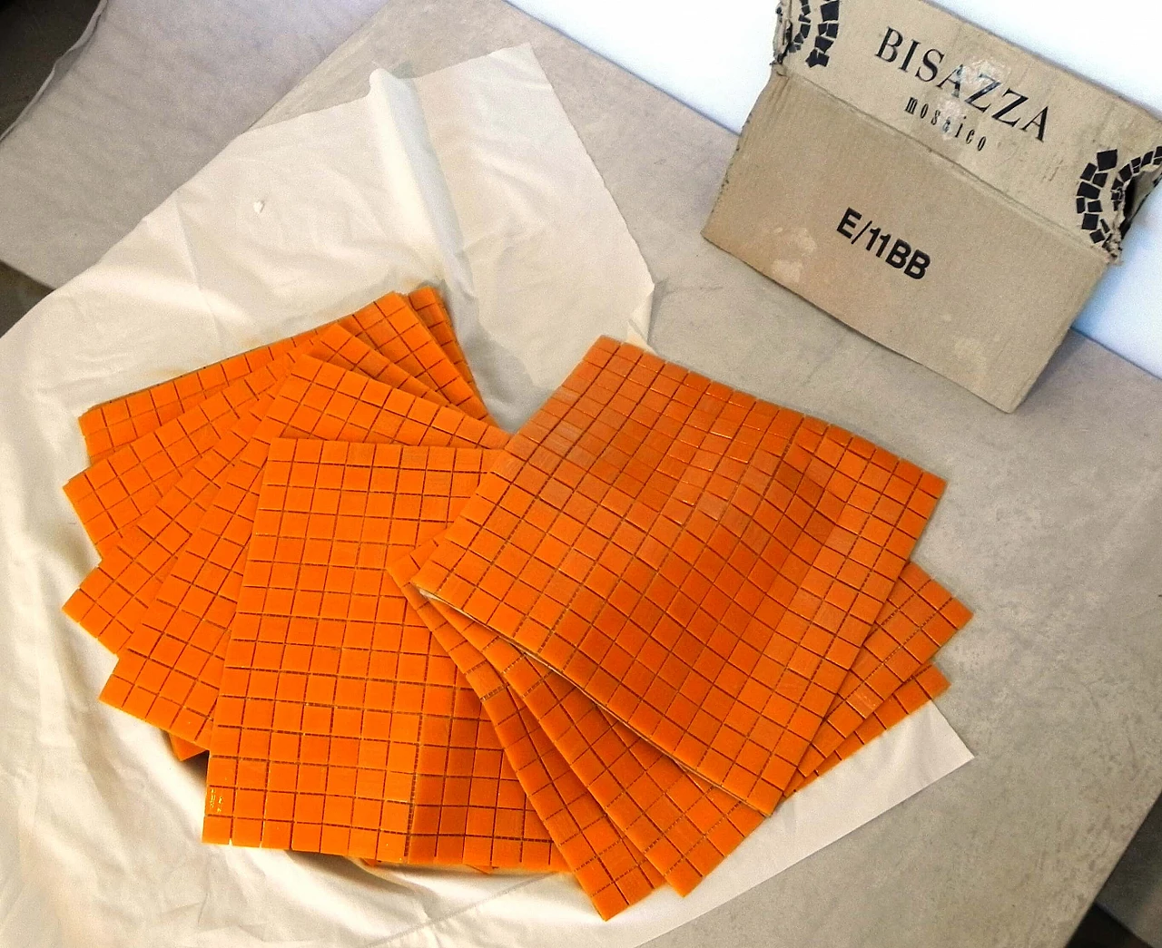 6 Sheets of orange mosaic by Bisazza, 1990s 5