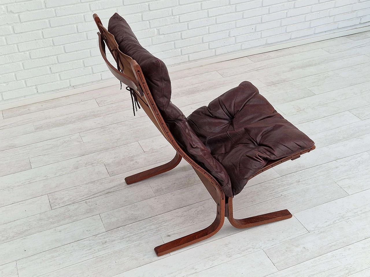 Siesta leather lounge armchair by Ingmar Relling for Westnofa Furniture, 1960s 5