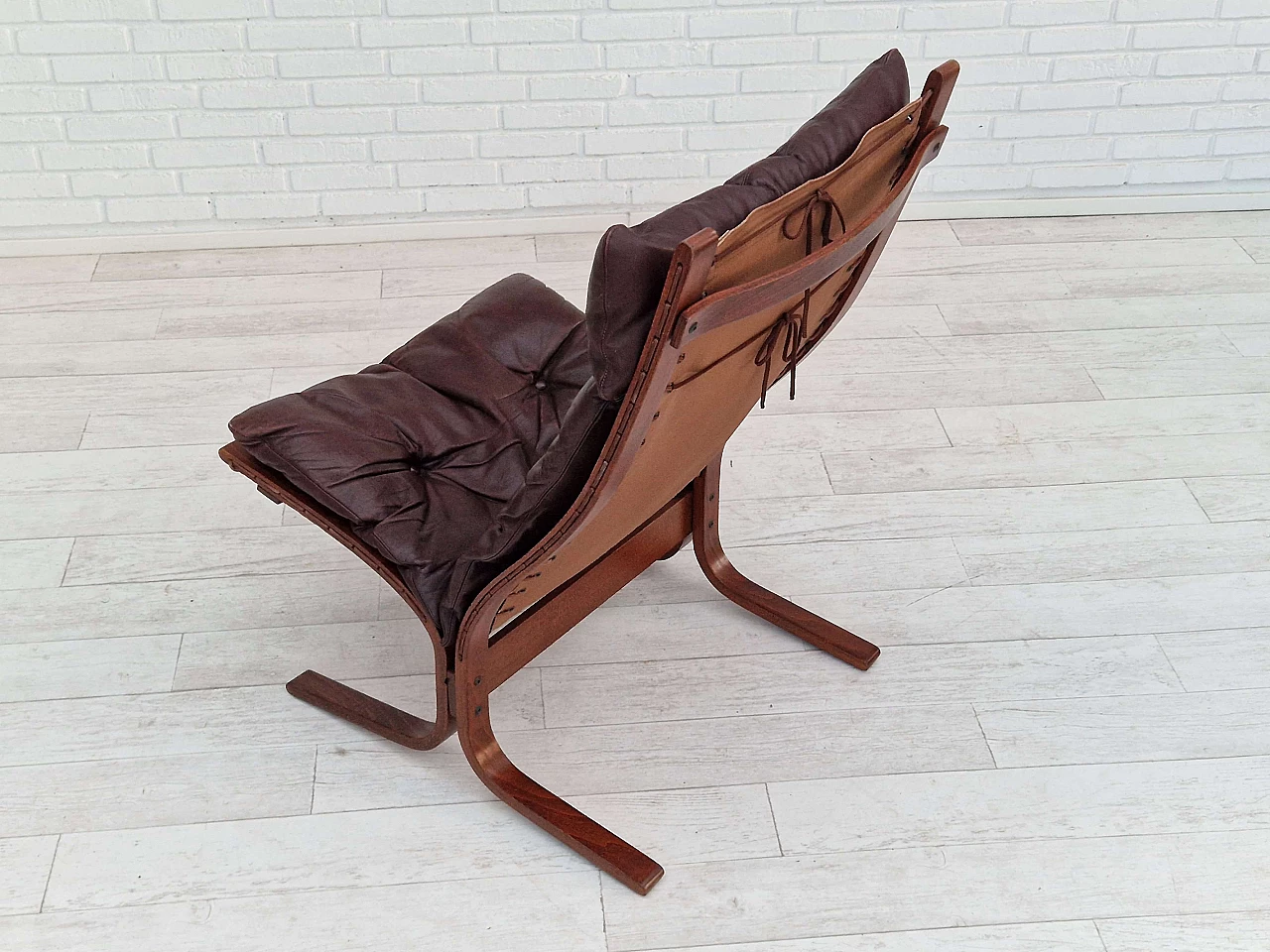 Siesta leather lounge armchair by Ingmar Relling for Westnofa Furniture, 1960s 8