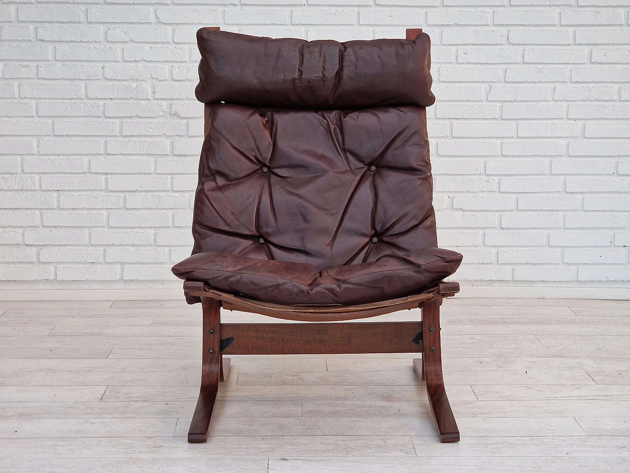 Siesta leather lounge armchair by Ingmar Relling for Westnofa Furniture, 1960s 13