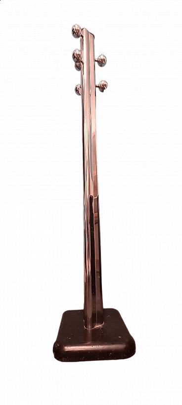 Chromed steel and wood standing coat rack, 1970s