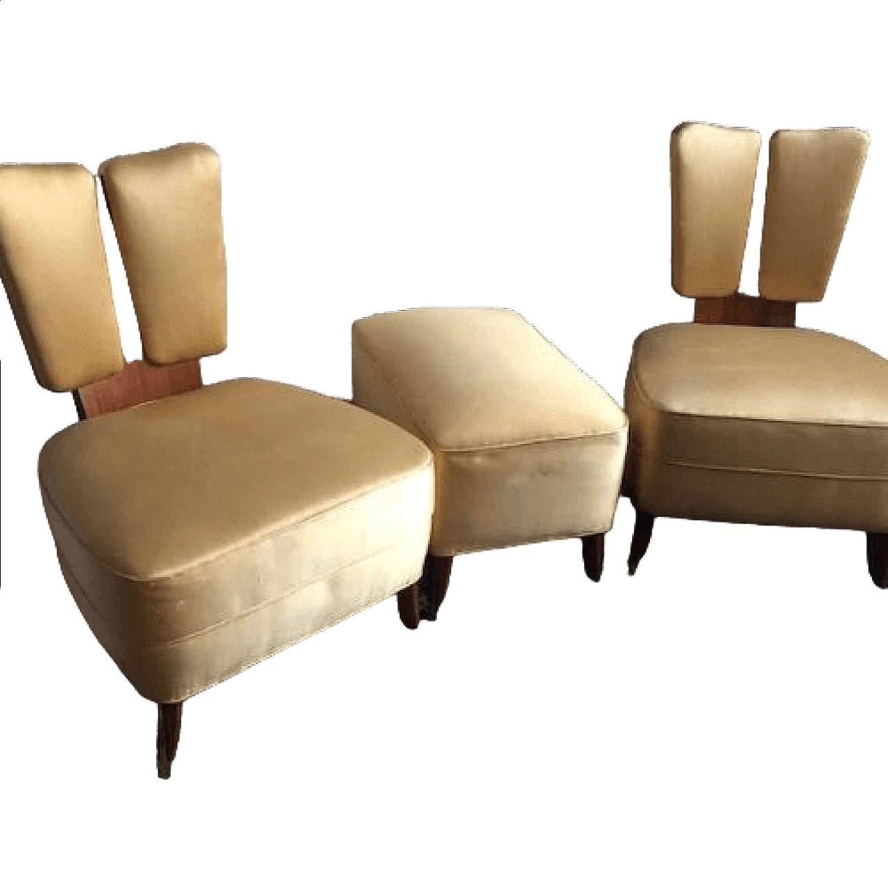 Pair of armchairs and a pouf, 1950s 11