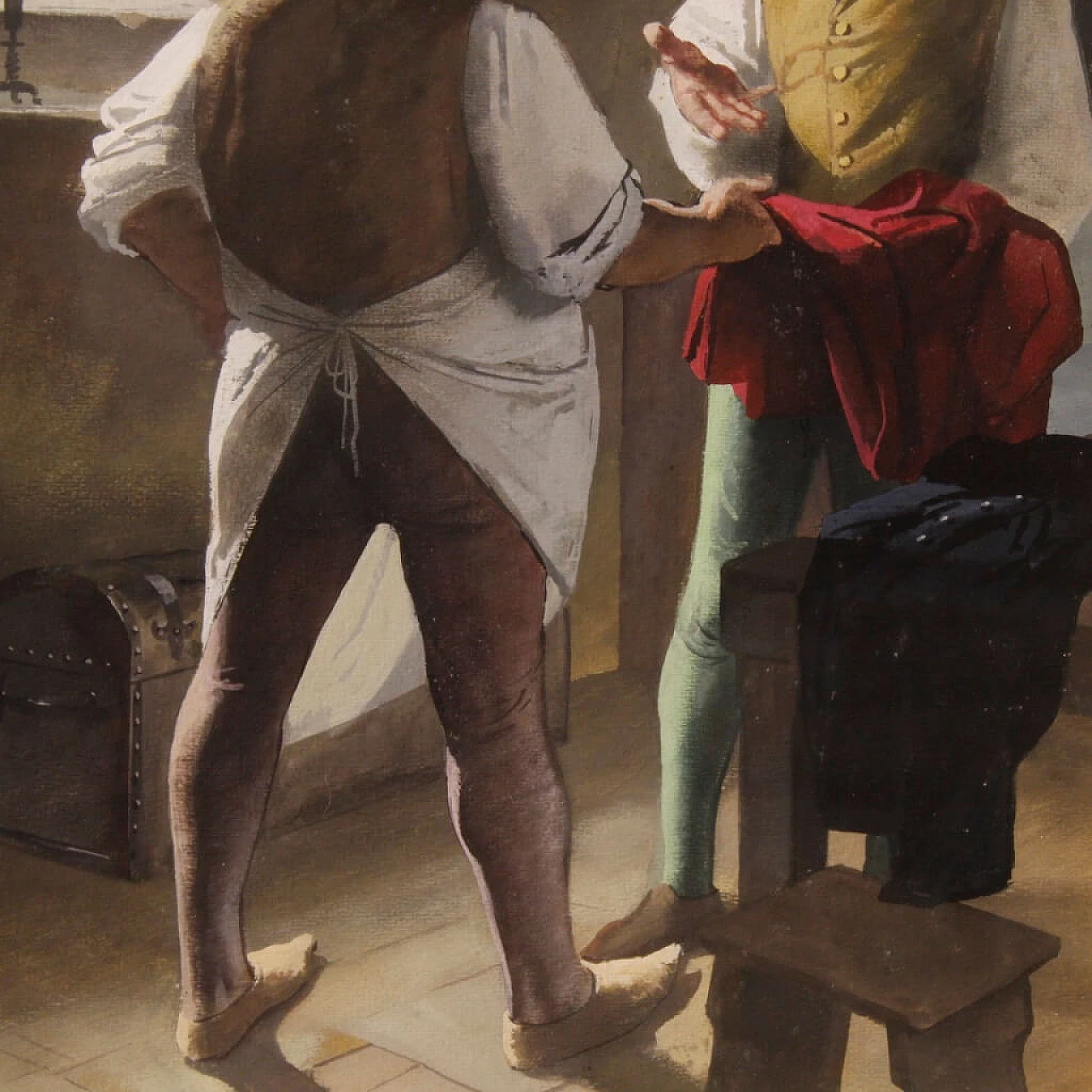 Interior scene, mixed media painting on cardboard 4