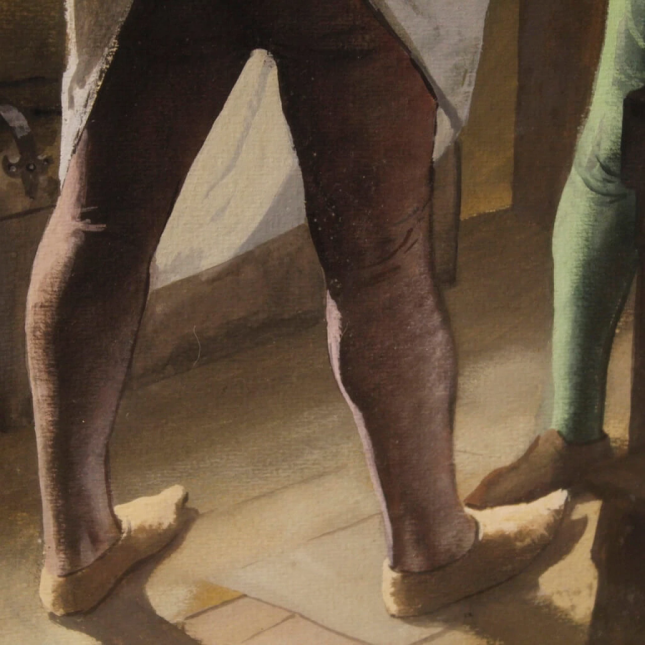 Interior scene, mixed media painting on cardboard 7