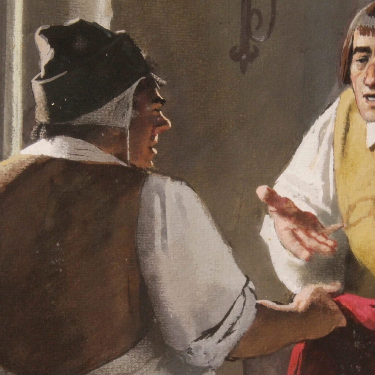 Interior scene, mixed media painting on cardboard 11