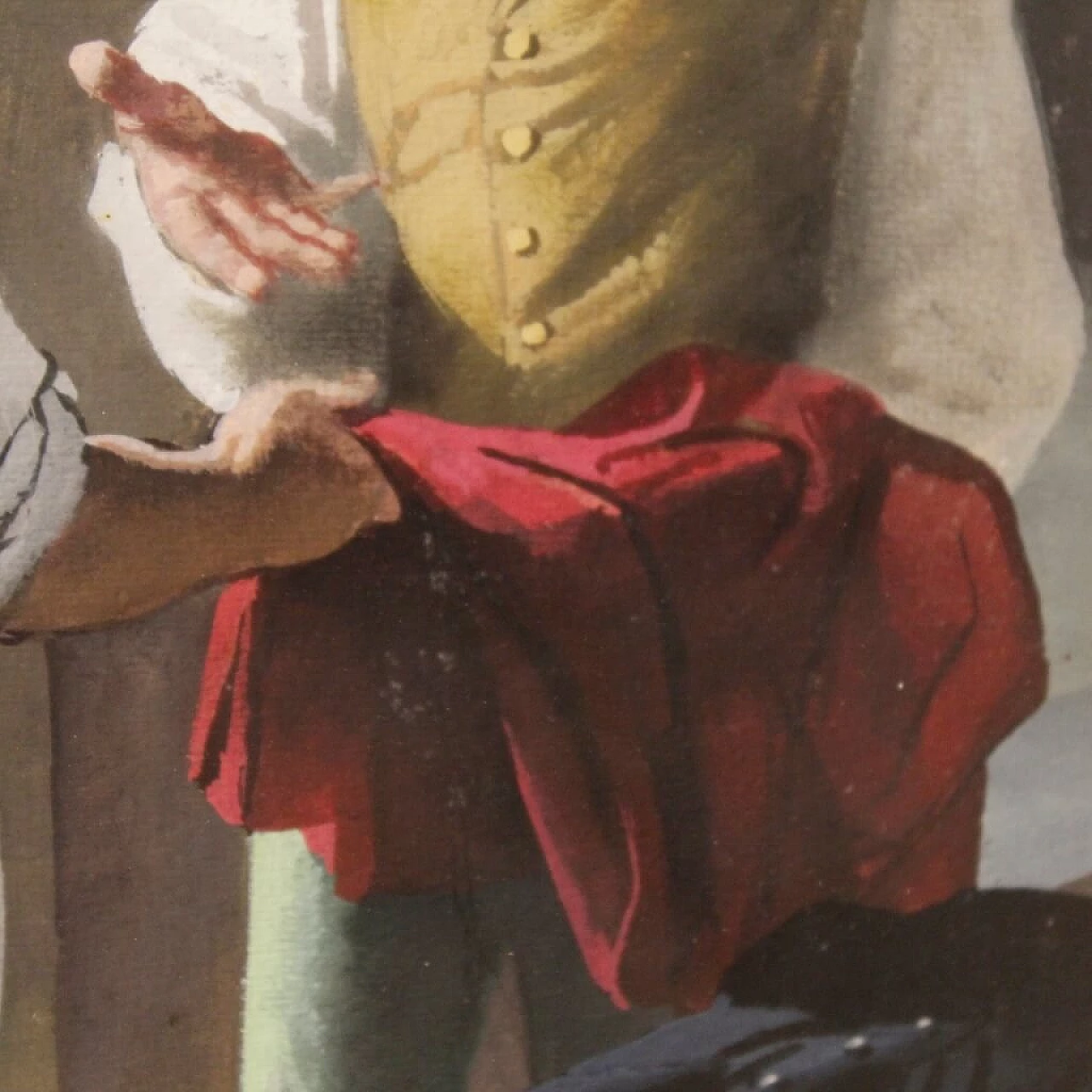 Interior scene, mixed media painting on cardboard 12