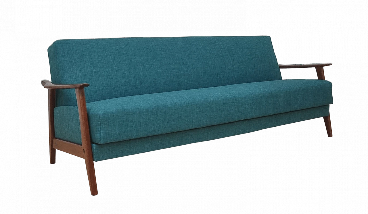 Divano letto pieghevole in tessuto ottanio, anni '60 15