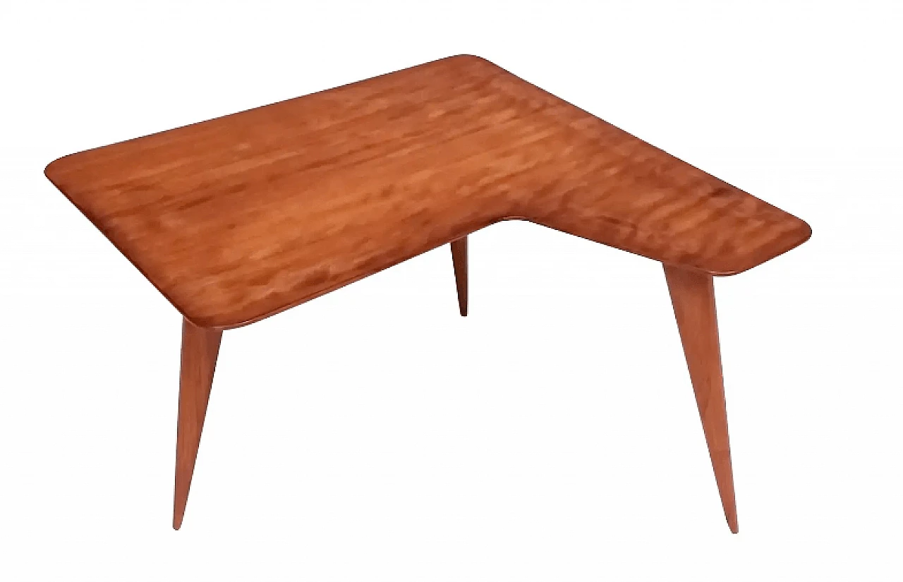 Tavolino in legno impiallacciato di forma irregolare attribuibile a Gio Ponti, anni '50 1