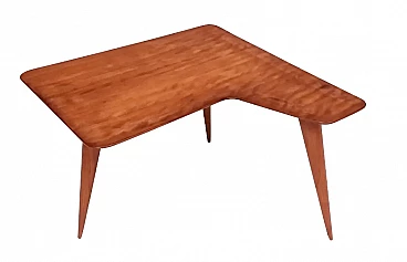 Tavolino in legno impiallacciato di forma irregolare attribuibile a Gio Ponti, anni '50