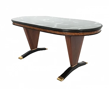 Wooden dining table with marble top, 1950s