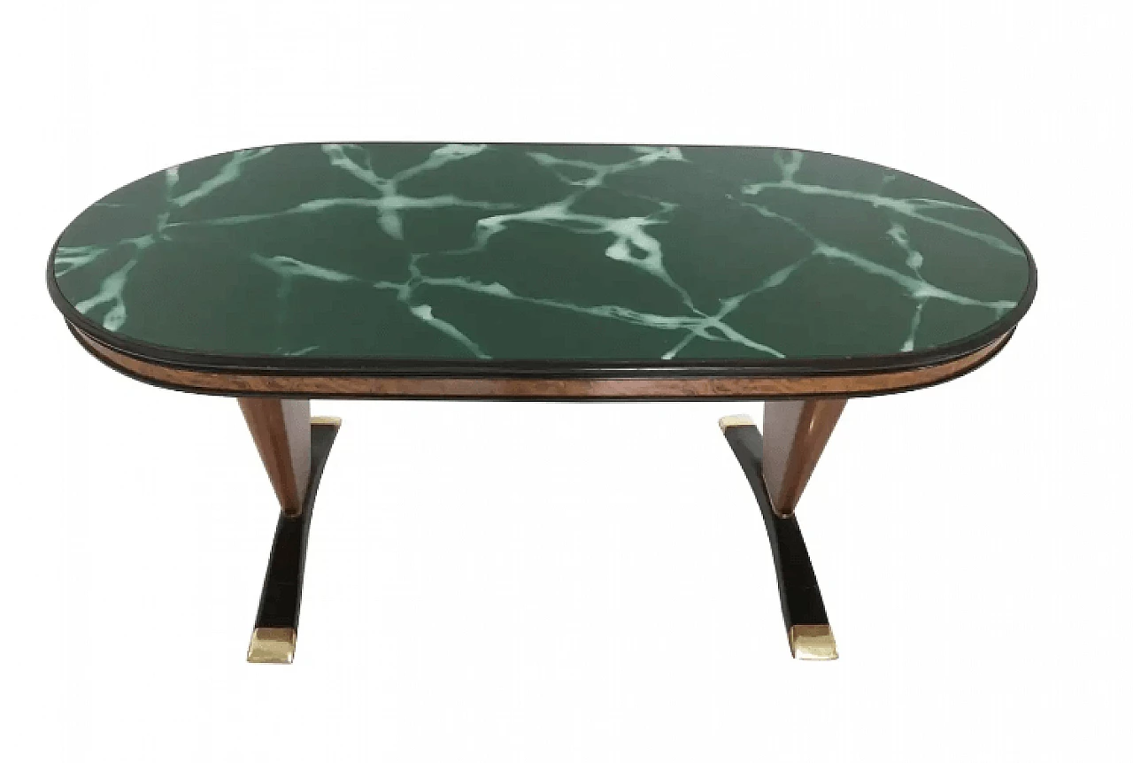 Wooden dining table with marble top, 1950s 2