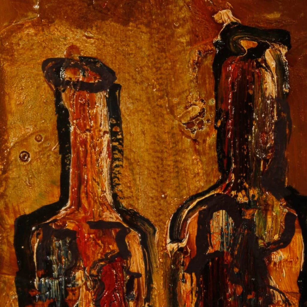 Natura morta con bottiglie, dipinto a tecnica mista su cartoncino 8