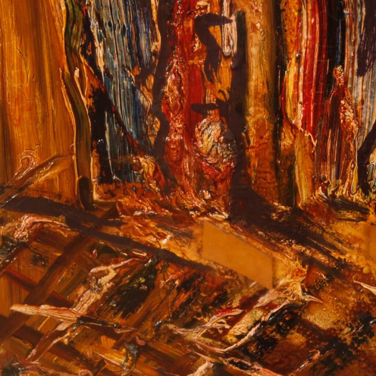 Natura morta con bottiglie, dipinto a tecnica mista su cartoncino 9