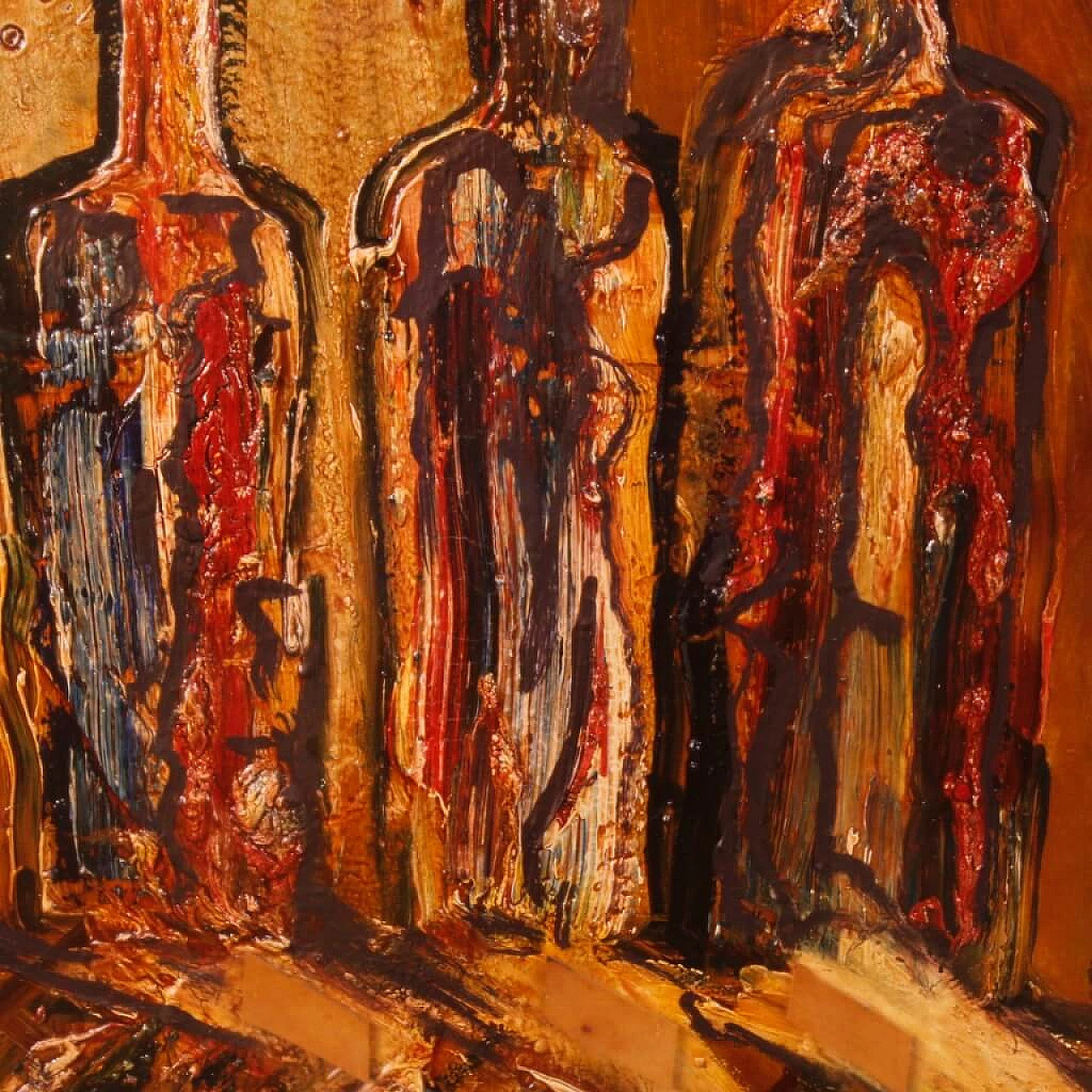 Natura morta con bottiglie, dipinto a tecnica mista su cartoncino 12