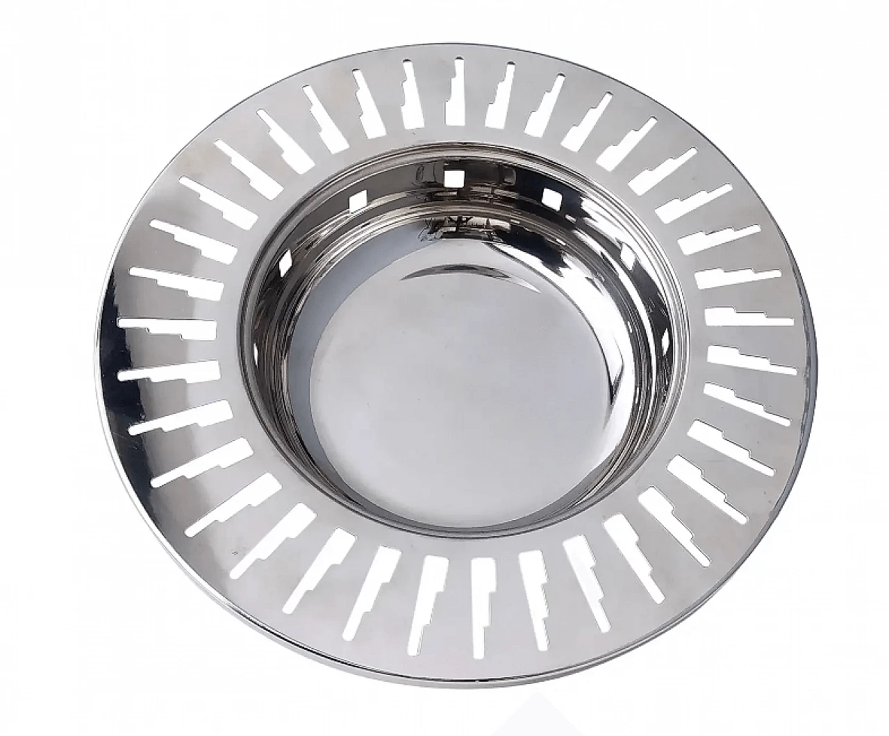 Centrotavola Alessi "grattacielo" con piede in acciaio inox, anni '90 1