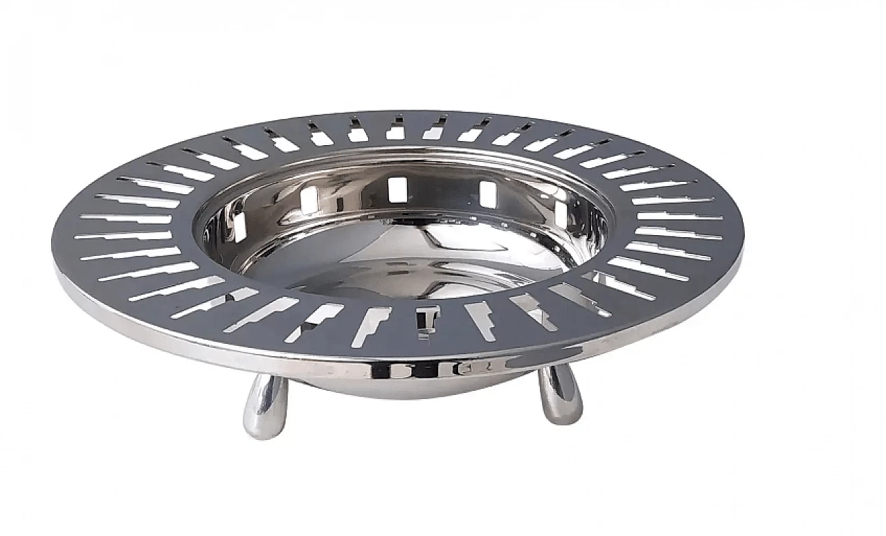 Centrotavola Alessi "grattacielo" con piede in acciaio inox, anni '90 2